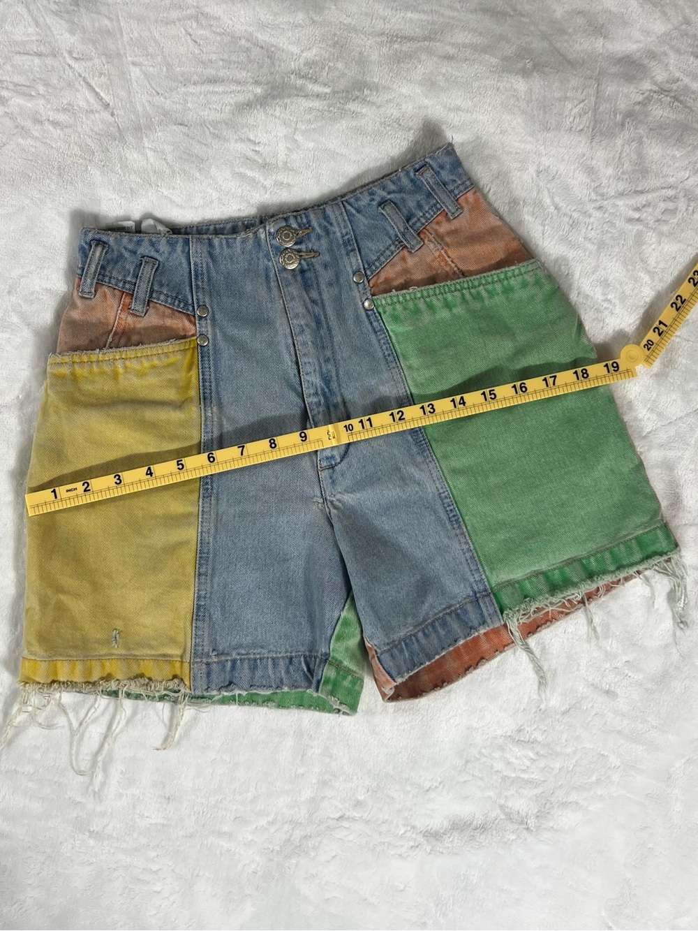 Vintage Nuovo County Seat Patchwork Denim Cutoff Shorts - Picture 10 of 13